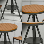 SOLARA Outdoor Frame Table Dining Top, Wood Durable - with Gray Adjustable Iron PS Height