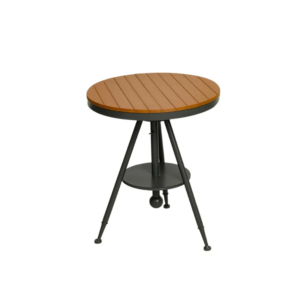 SOLARA Outdoor Frame Table Dining Top, Wood Durable - with Gray Adjustable Iron PS Height