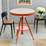 SOLARA Outdoor Wood Dining Iron with Top, Red Durable Frame Adjustable - Table PS Height