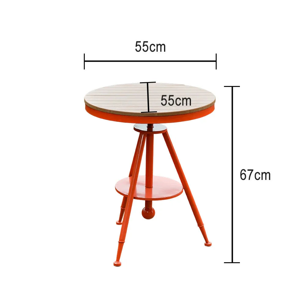 SOLARA Outdoor Wood Dining Iron with Top, Red Durable Frame Adjustable - Table PS Height