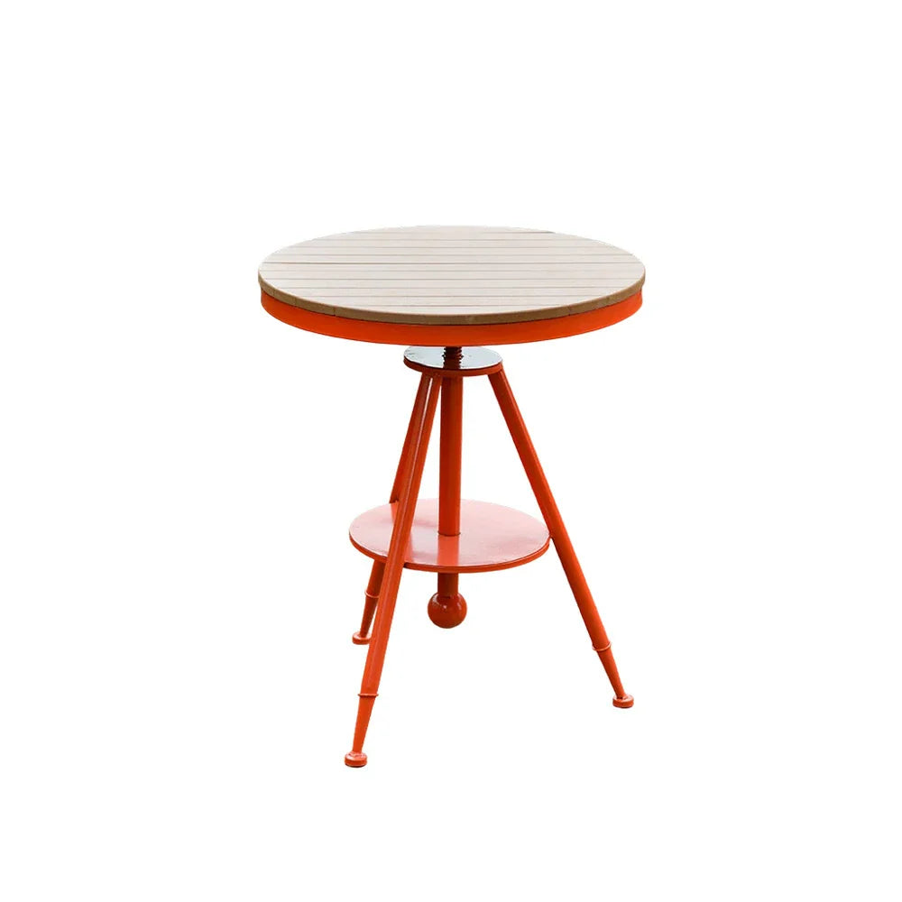 SOLARA Outdoor Wood Dining Iron with Top, Red Durable Frame Adjustable - Table PS Height