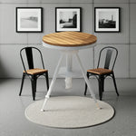 SOLARA Outdoor Sturdy Frame, Iron with Table Top White - Wood Dining PS Adjustable Height