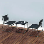 SOLARA Iron Gold Finish 1 and 2 Metal Table - with Frame, Table Lounge Chairs, Minimalist - Chair Set Black