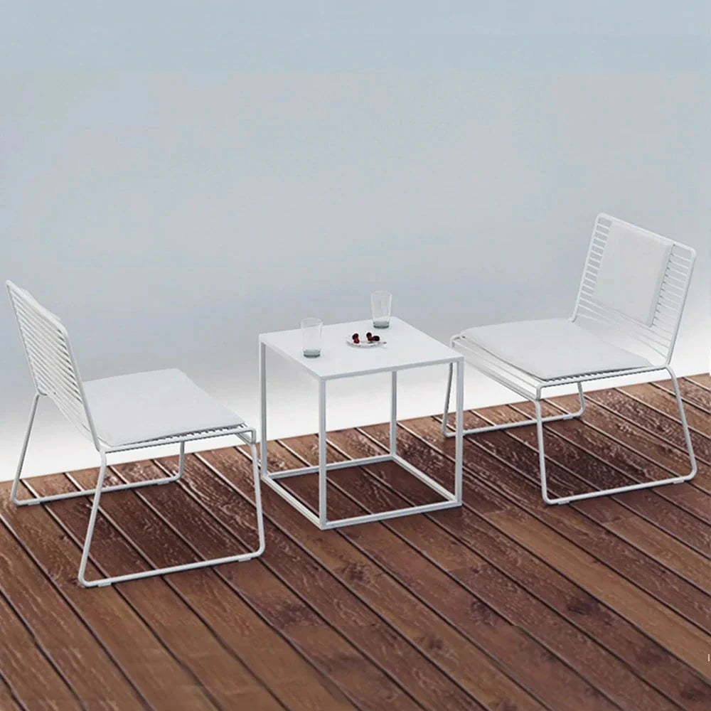 SOLARA Iron Gold 2 Finish - 1 Frame, Table Metal with - Set and Chair Table Lounge Minimalist Chairs, White