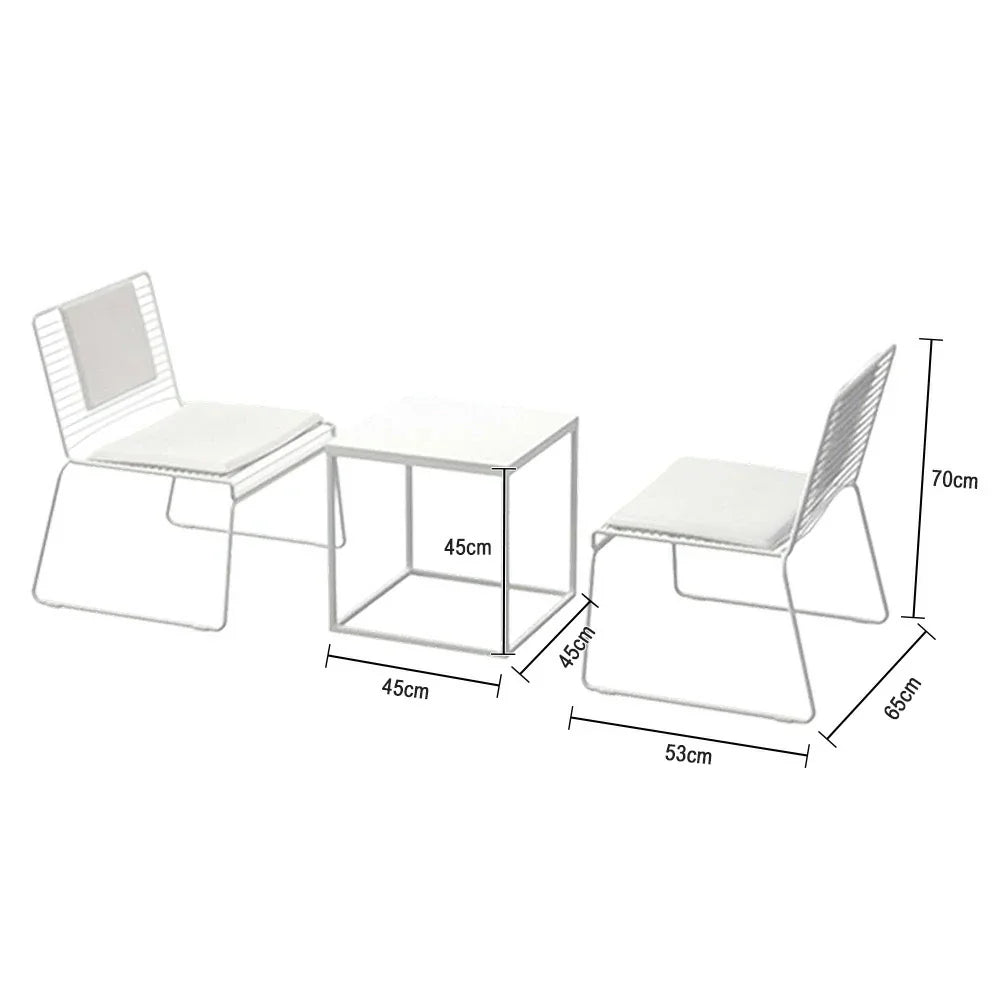 SOLARA Iron Gold 2 Finish - 1 Frame, Table Metal with - Set and Chair Table Lounge Minimalist Chairs, White