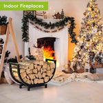 SOLARA ZFWOODS Indoor Storage and Fireplace Rack Outdoor Firewood Black Decoration