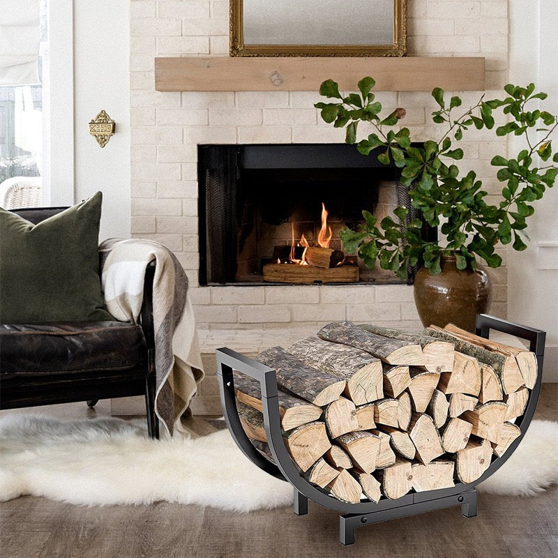 SOLARA ZFWOODS Indoor Storage and Fireplace Rack Outdoor Firewood Black Decoration