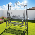 SOLARA FYY02A Chair Straight 150cm Outdoor Swing Black/White/Red - Backrest Wrought Iron Garden Use