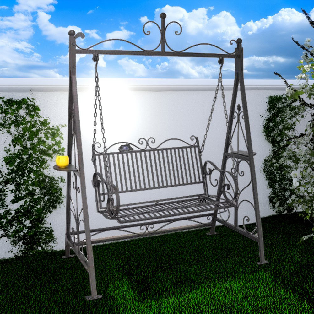 SOLARA FYY02A Chair Straight 150cm Outdoor Swing Black/White/Red - Backrest Wrought Iron Garden Use