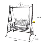 SOLARA FYY02A Chair Straight 150cm Outdoor Swing Black/White/Red - Backrest Wrought Iron Garden Use