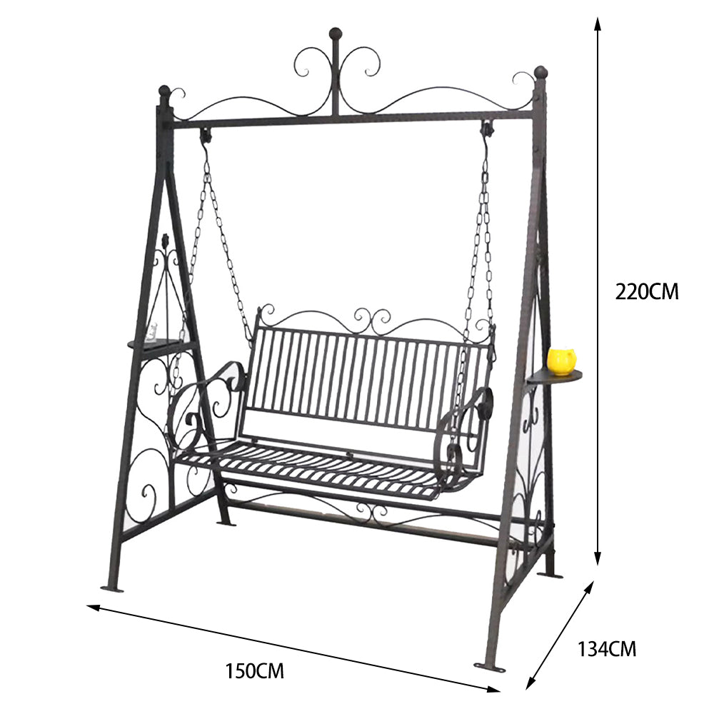 SOLARA FYY02A Chair Straight 150cm Outdoor Swing Black/White/Red - Backrest Wrought Iron Garden Use