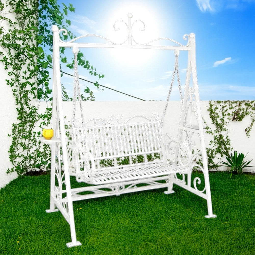 SOLARA FYY02A Chair Straight 150cm Outdoor Swing Black/White/Red - Backrest Wrought Iron Garden Use