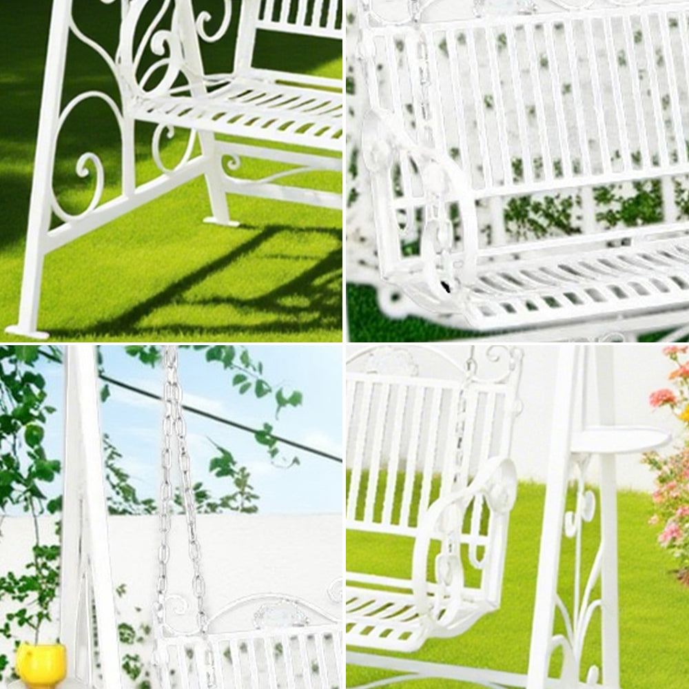 SOLARA FYY02A Chair Straight 150cm Outdoor Swing Black/White/Red - Backrest Wrought Iron Garden Use