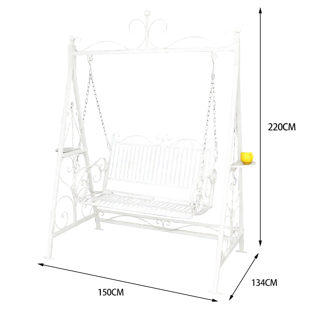 SOLARA FYY02A Chair Straight 150cm Outdoor Swing Black/White/Red - Backrest Wrought Iron Garden Use