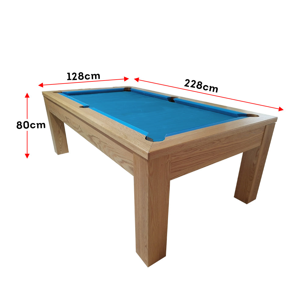 QUESLA P4 Billiards Leg Straight Table Pool 7FT Slate Snooker Table - Oak&Blue