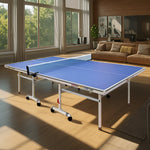 DOUBLE FISH Play Foldable Blue ITTF Table-Bats Balls 286 Indoor Solo Pingpong Tennis Table 18mm Net Approve