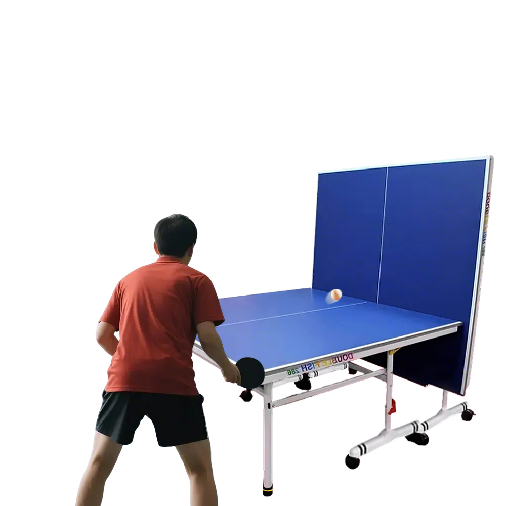 DOUBLE FISH Play Foldable Blue ITTF Table-Bats Balls 286 Indoor Solo Pingpong Tennis Table 18mm Net Approve