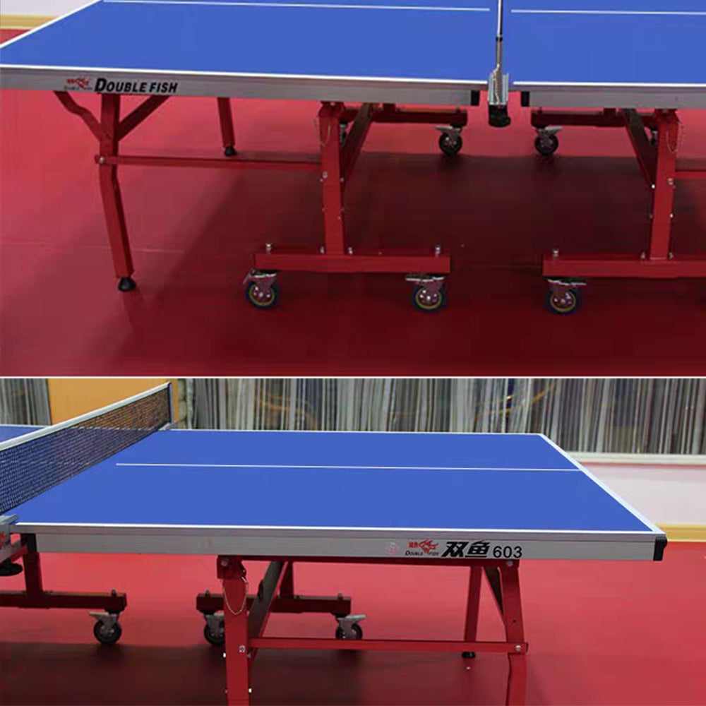 DOUBLE FISH Table Tennis Table 18mm ITTF Solo Play Table-Bats Balls Pingpong Foldable Indoor Net Blue Approve