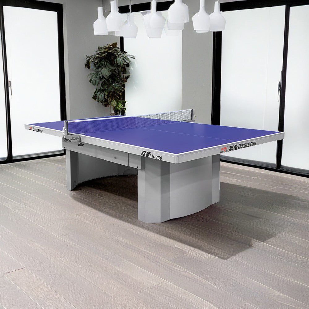 DOUBLE FISH Pong Ball Table Gray&Blue 18mm Bats - Table B330 ITTF Net Indoor Tennis/Ping Approve