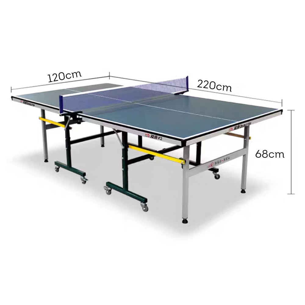 DOUBLE FISH K2 Indoor Balls ITTF Play Solo 15mm Table-Bats Tennis Pingpong Net Foldable Blue Table Approve