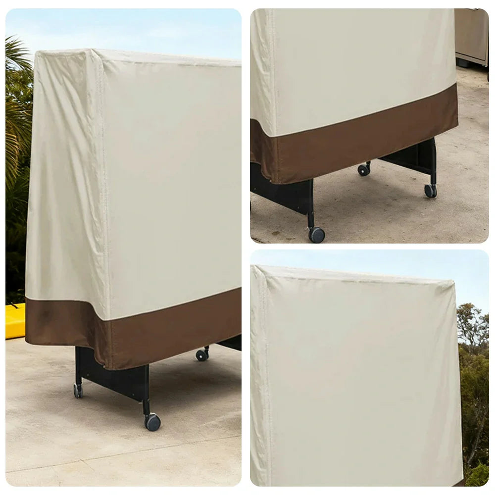 ARIX Table Dustproof Tennis Table Cover Indoor Waterproof - Tables Foldable for Suitable and Fabric, Oxford UV-Resistant, Anti-Aging Outdoor and Beige Coffee