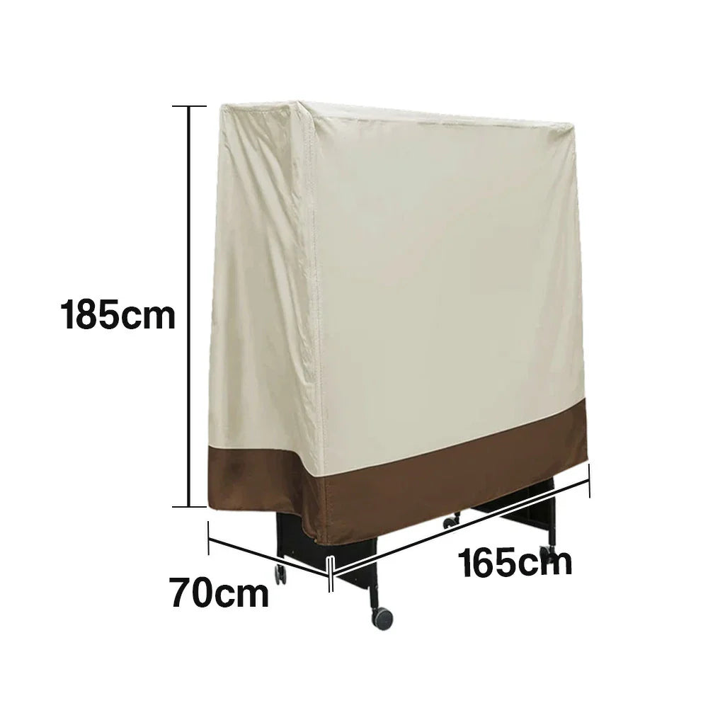 ARIX Table Dustproof Tennis Table Cover Indoor Waterproof - Tables Foldable for Suitable and Fabric, Oxford UV-Resistant, Anti-Aging Outdoor and Beige Coffee