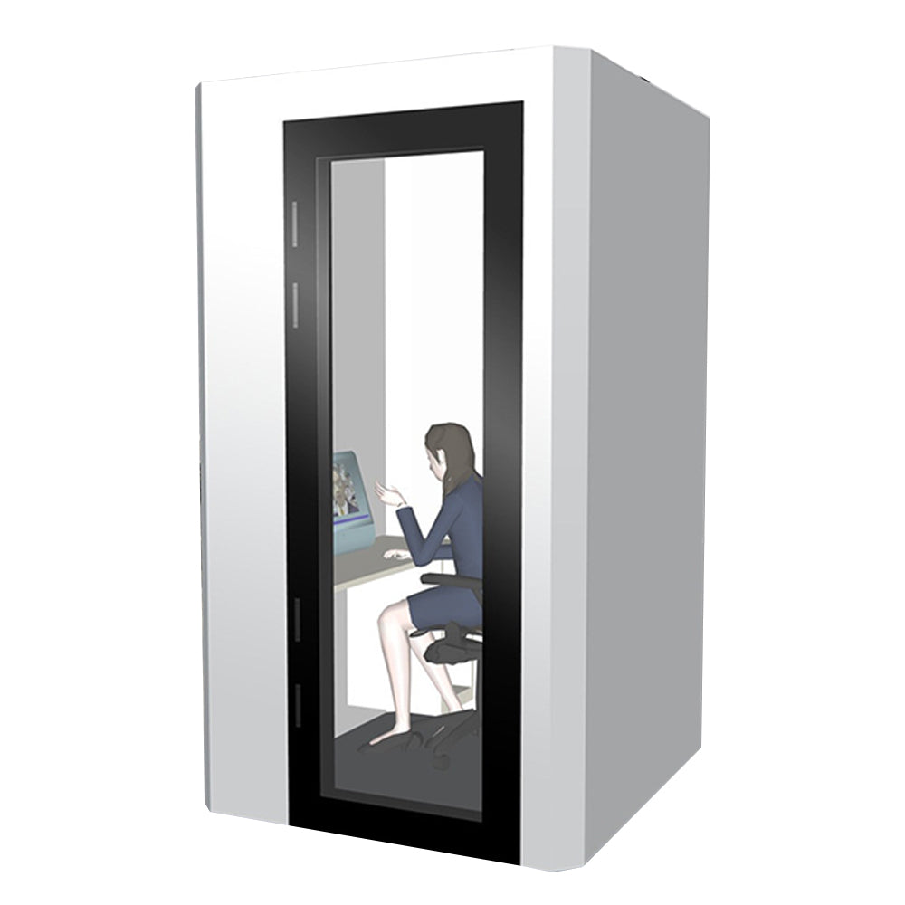 MODERA 1.2x1.4m Movable - Desk W/ Soundproof Booth White