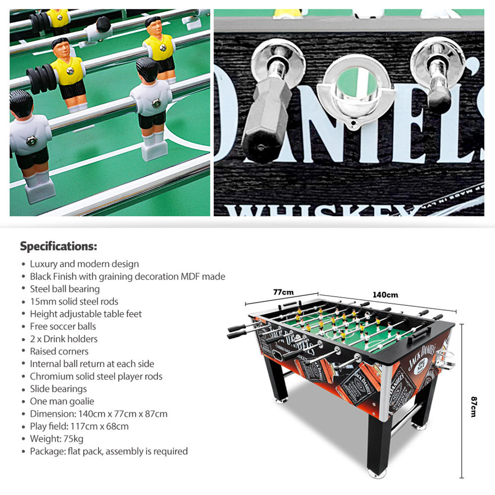 KICKSY JD Black Table Soccer 5FT Steel Solid with Foosball Rods