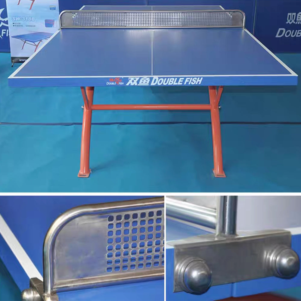 DOUBLE FISH Balls Tennis Net SW318 ITTF Pingpong Blue Waterproof Table Outdoor Table-Bats Approve