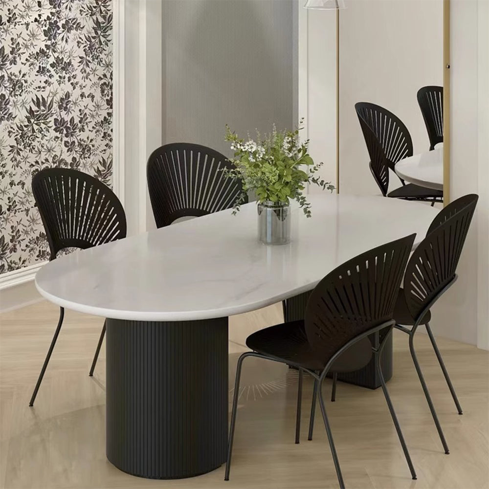 LIVARA Marble Tabletop Dinner Table Wood Table Solid Legs