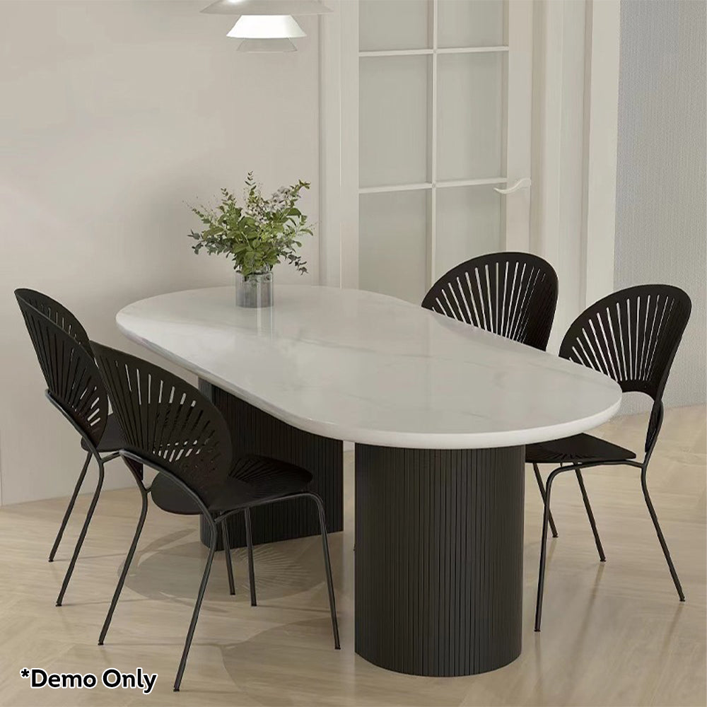 LIVARA Marble Tabletop Dinner Table Wood Table Solid Legs