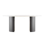 LIVARA Marble Tabletop Dinner Table Wood Table Solid Legs
