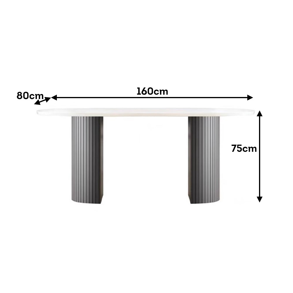 LIVARA Marble Tabletop Dinner Table Wood Table Solid Legs