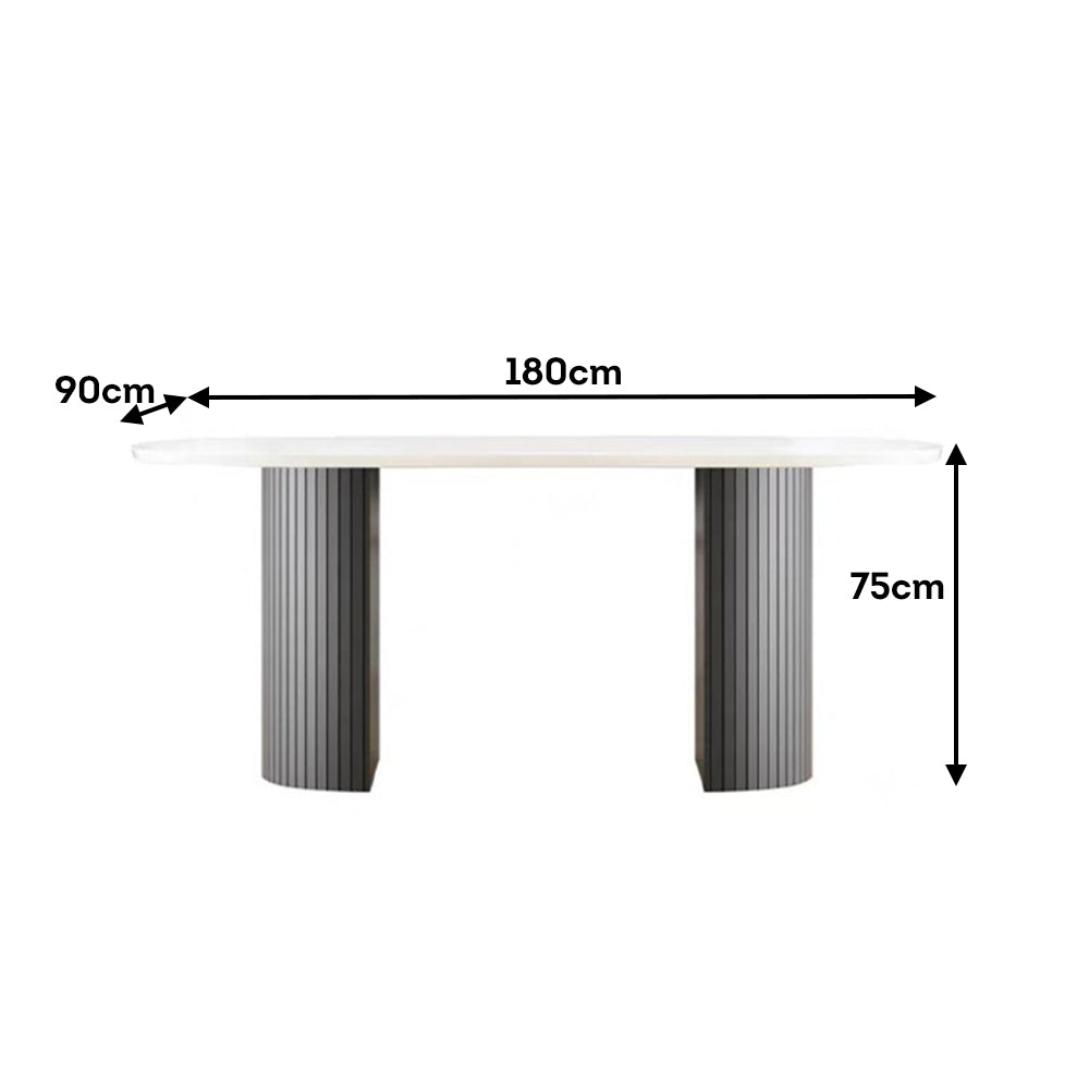 LIVARA Marble Tabletop Dinner Table Wood Table Solid Legs