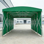TREKKA Retractable Outdoor Canopy Rain and Sun Shelter Galvanised Steel Frame PVC Fabric Side Panels - Green