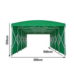 TREKKA Retractable Outdoor Canopy Rain and Sun Shelter Galvanised Steel Frame PVC Fabric Side Panels - Green
