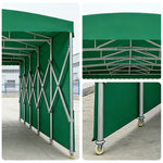 TREKKA Retractable Outdoor Canopy Rain and Sun Shelter Galvanised Steel Frame PVC Fabric Side Panels - Green