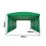 TREKKA Retractable Outdoor Canopy Rain and Sun Shelter Galvanised Steel Frame PVC Fabric Side Panels - Green