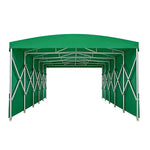 TREKKA Retractable Outdoor Canopy Rain and Sun Shelter Galvanised Steel Frame PVC Fabric Side Panels - Green