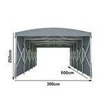 TREKKA Retractable Outdoor Canopy Rain and Sun Shelter Galvanised Steel Frame PVC Fabric Side Panels - Grey