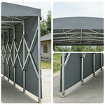 TREKKA Retractable Outdoor Canopy Rain and Sun Shelter Galvanised Steel Frame PVC Fabric Side Panels - Grey