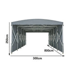 TREKKA Retractable Outdoor Canopy Rain and Sun Shelter Galvanised Steel Frame PVC Fabric Side Panels - Grey