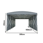 TREKKA Retractable Outdoor Canopy Rain and Sun Shelter Galvanised Steel Frame PVC Fabric Side Panels - Grey
