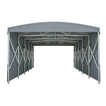 TREKKA Retractable Outdoor Canopy Rain and Sun Shelter Galvanised Steel Frame PVC Fabric Side Panels - Grey