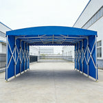 TREKKA Retractable Outdoor Canopy Rain and Sun Shelter Galvanised Steel Frame PVC Fabric Side Panels - Blue