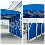 TREKKA Retractable Outdoor Canopy Rain and Sun Shelter Galvanised Steel Frame PVC Fabric Side Panels - Blue