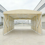 TREKKA Retractable Outdoor Canopy Rain and Sun Shelter Galvanised Steel Frame PVC Fabric Side Panels - Khaki