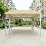 TREKKA Retractable Outdoor Canopy Rain and Sun Shelter Galvanised Steel Frame PVC Fabric Side Panels - Khaki