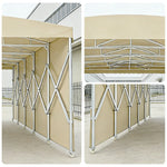TREKKA Retractable Outdoor Canopy Rain and Sun Shelter Galvanised Steel Frame PVC Fabric Side Panels - Khaki