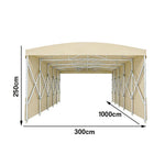 TREKKA Retractable Outdoor Canopy Rain and Sun Shelter Galvanised Steel Frame PVC Fabric Side Panels - Khaki